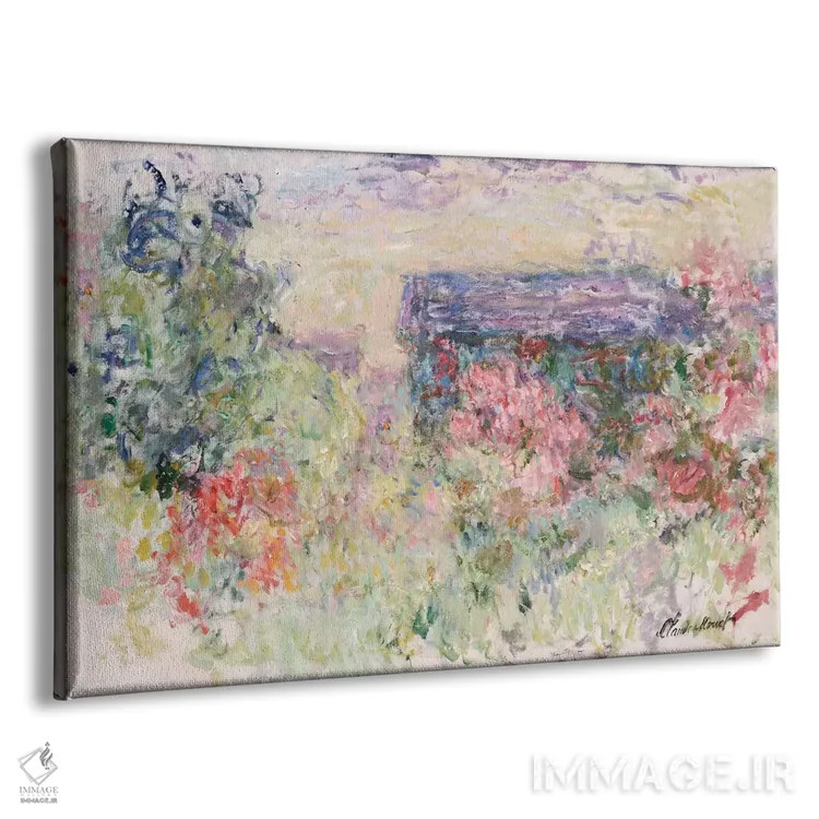 تابلو خانه از میان گل رز، حدود ۱۹۲۵–۱۹۲۶ اثر کلود مونه (نقاش معروف فرانسوی) - نمای پرسپکتیو محصول