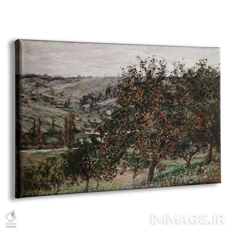 تابلو درختان سیب نزدیک وتهوی اثر کلود مونه (نقاش معروف فرانسوی) - نمای پرسپکتیو محصول