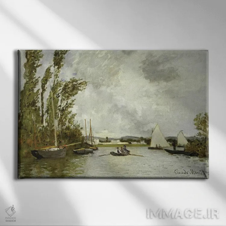 تابلو شاخهی کوچک رود سن در آرژانتوی اثر کلود مونه (نقاش معروف فرانسوی) - نمای روبهرو روی دیوار