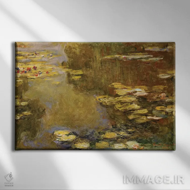 تابلو برکهٔ نیلوفر آبی اثر کلود مونه (نقاش معروف فرانسوی) - نمای روبهرو روی دیوار