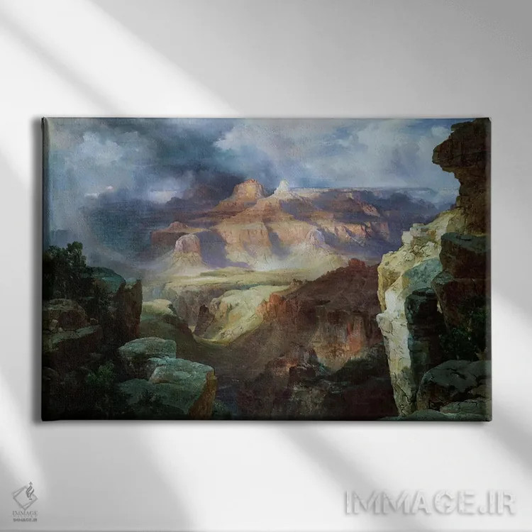 تابلو معجزهای از طبیعت اثر توماس موران (نقاش منظره آمریکایی) - نمای روبهرو روی دیوار