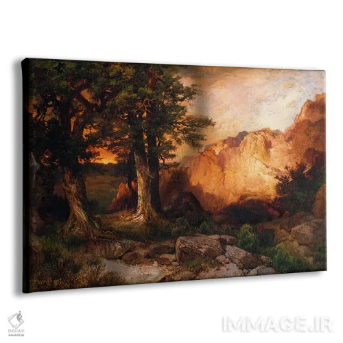 تابلو غروب آفتاب غربی، ۱۸۹۷ اثر توماس موران (نقاش منظره آمریکایی) - نمای پرسپکتیو محصول