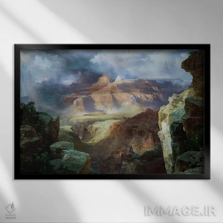 تابلو معجزهای از طبیعت اثر توماس موران (نقاش منظره آمریکایی) - نمای قابدار مشکی