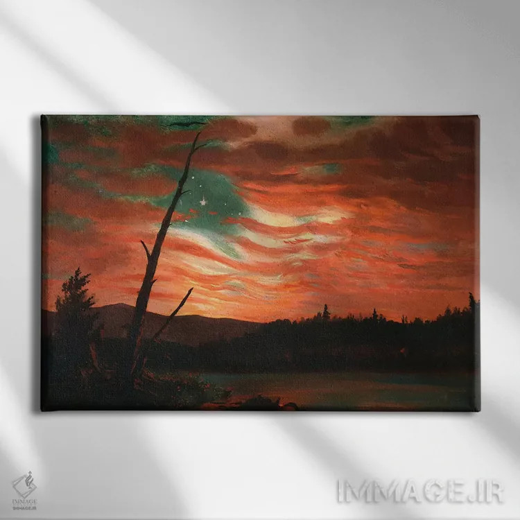 تابلو پرچم ما در آسمان اثر فردریک ادوین چرچ (نقاش آمریکایی سبک هودسونریور) - نمای روبهرو روی دیوار