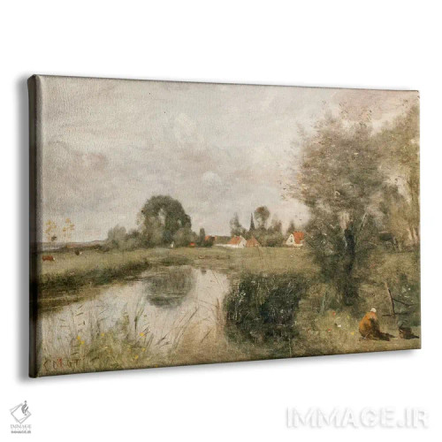 تابلو نمایی از آرلو از باتلاقهای پالول، ۱۸۷۳ اثر ژان باتیست کامیل کورو - نمای پرسپکتیو محصول