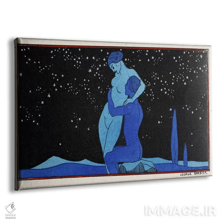 تابلو غروب (چاپ پوشوار) اثر جورج باربیه (طراح و تصویرگر فرانسوی) - نمای پرسپکتیو محصول