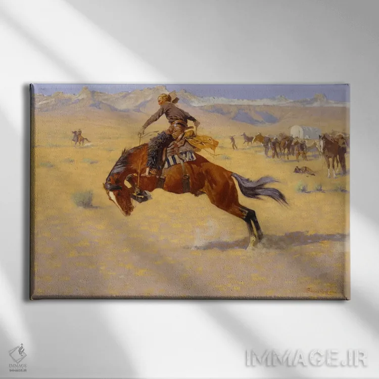تابلو صبح سرد در مرتع، حدود ۱۹۰۴ اثر فردریک رمینگتون (هنرمند آمریکایی غرب) - نمای روبهرو روی دیوار