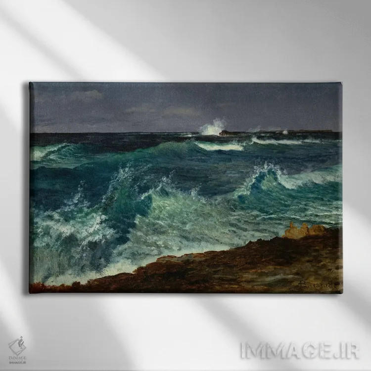 تابلو منظرهٔ دریا اثر آلبرت بیرشتات (نقاش منظره آمریکایی) - نمای روبهرو روی دیوار