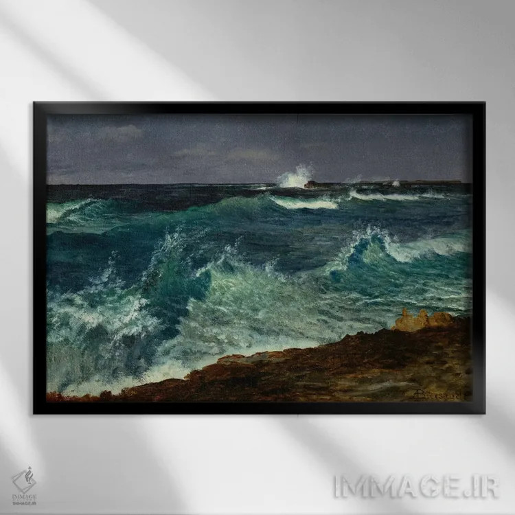تابلو منظرهٔ دریا اثر آلبرت بیرشتات (نقاش منظره آمریکایی) - نمای قابدار مشکی