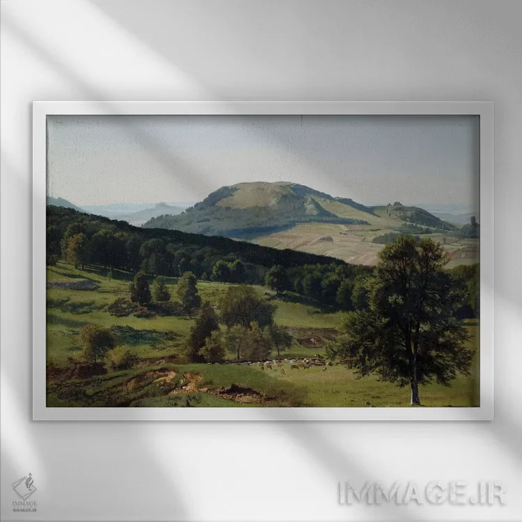 تابلو منظره اثر آلبرت بیرشتات (نقاش منظره آمریکایی) - نمای قابدار سفید