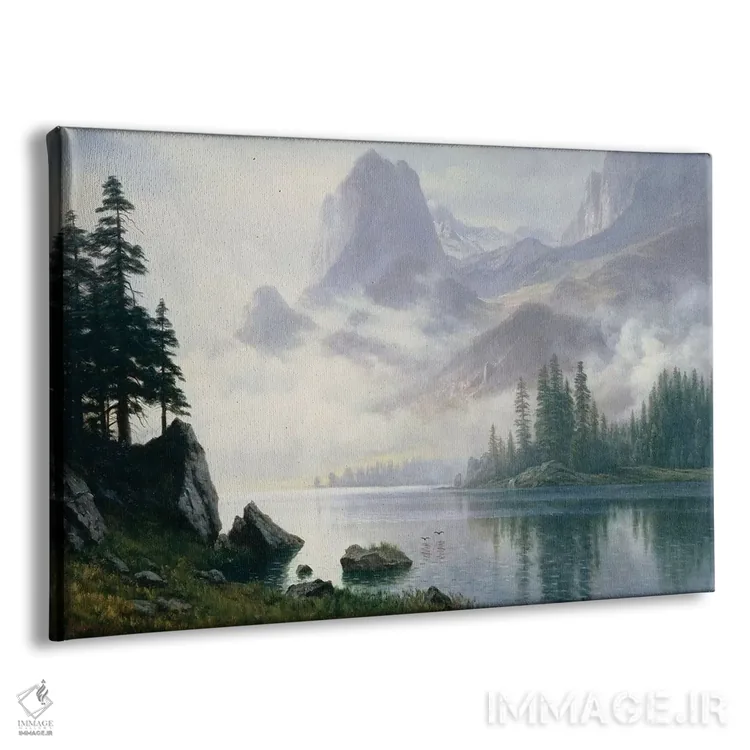 تابلو کوه بیرون از مه اثر آلبرت بیرشتات (نقاش منظره آمریکایی) - نمای پرسپکتیو محصول