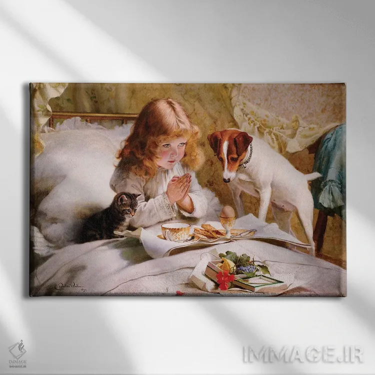 تابلو تعلیق، ۱۸۹۴ اثر چارلز برتون باربر (نقاش بریتانیایی) - نمای روبهرو روی دیوار