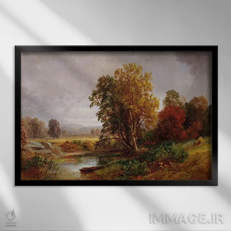 تابلو منظره پاییزی، ۱۸۸۲ اثر جسپر فرانسیس کروپسی - نمای قابدار مشکی