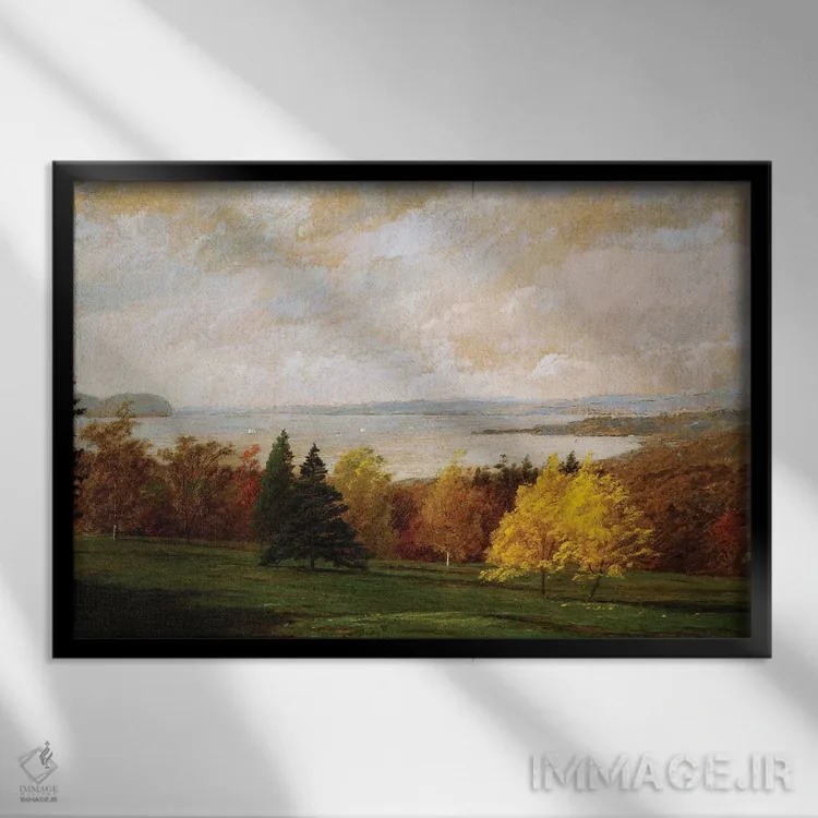 تابلو نمای رود هادسون نزدیک هستینگز، ۱۸۹۵ اثر جسپر فرانسیس کروپسی - نمای قابدار مشکی
