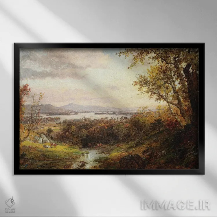 تابلو نمای رود هادسون، ۱۸۸۳ اثر جسپر فرانسیس کروپسی - نمای قابدار مشکی