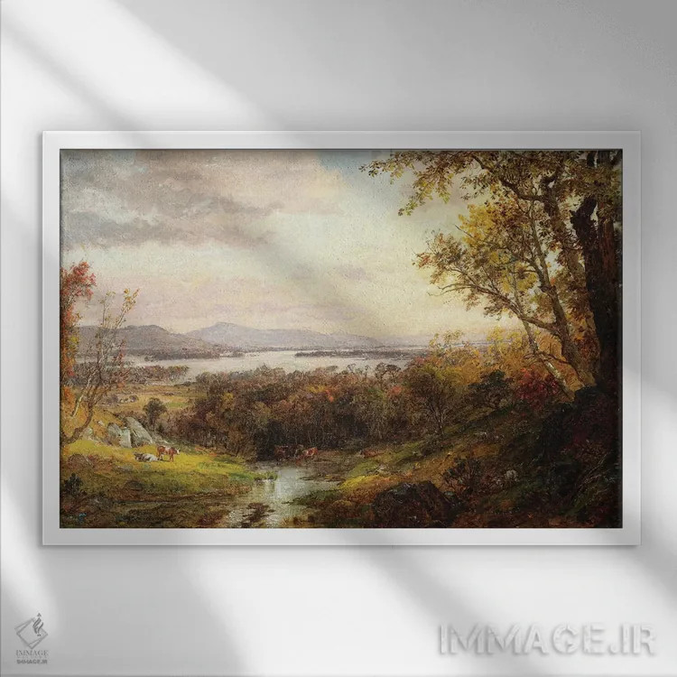 تابلو نمای رود هادسون، ۱۸۸۳ اثر جسپر فرانسیس کروپسی - نمای قابدار سفید