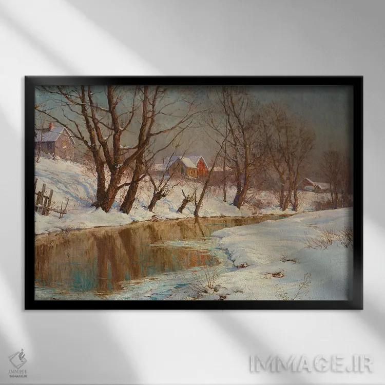 تابلو صبح زمستانی اثر والتر لاونت پالمر (نقاش آمریکایی) - نمای قابدار مشکی