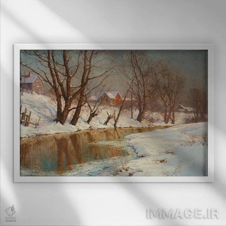 تابلو صبح زمستانی اثر والتر لاونت پالمر (نقاش آمریکایی) - نمای قابدار سفید