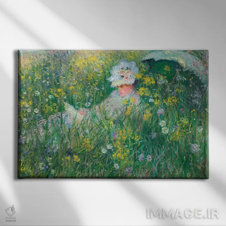 تابلو در چمنزار، ۱۸۷۶ اثر کلود مونه (نقاش معروف فرانسوی) - نمای روبهرو روی دیوار