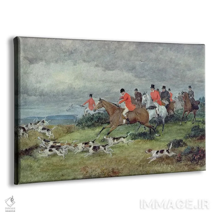 تابلو 19th century,شکار روباه در ساری، قرن نوزدهم اثر راندولف کالدکات - نمای پرسپکتیو محصول