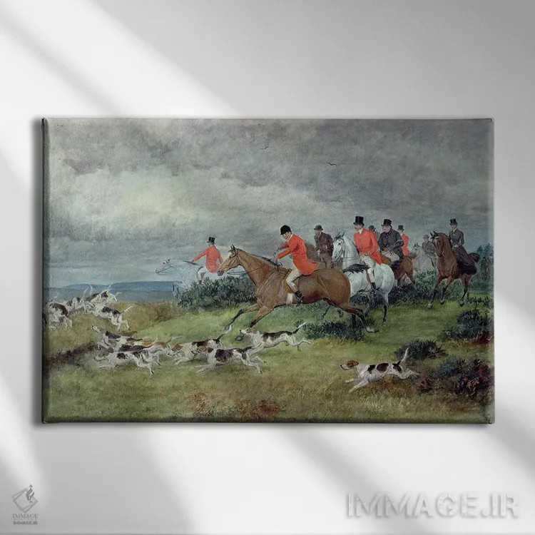 تابلو 19th century,شکار روباه در ساری، قرن نوزدهم اثر راندولف کالدکات - نمای روبهرو روی دیوار