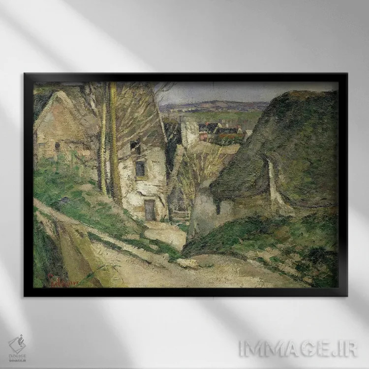 تابلو Auvers-sur-Oise, 1873,خانهٔ مرد به دار آویخته، آور-سور-اواز، ۱۸۷۳ اثر پل سزان - نمای قابدار مشکی