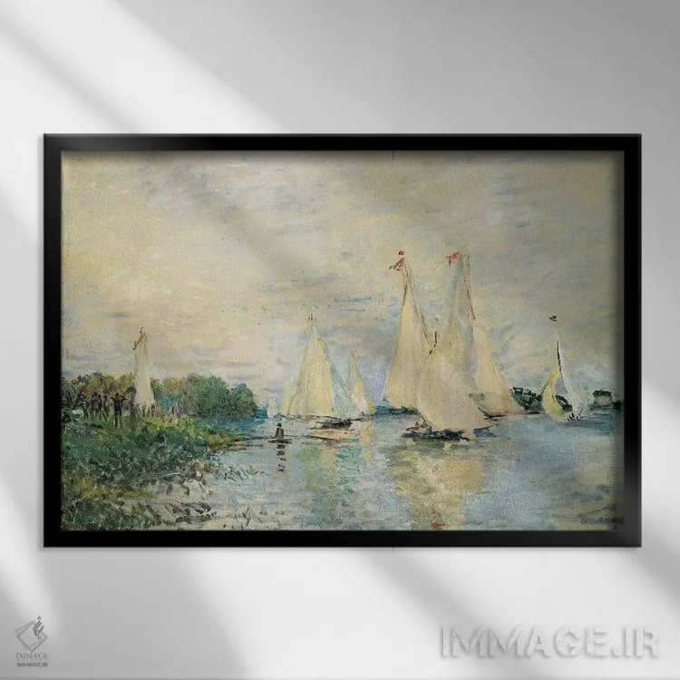 تابلو 1874,مسابقهٔ قایقرانی در آرژانتوی، ۱۸۷۴ اثر کلود مونه (نقاش معروف فرانسوی) - نمای قابدار مشکی