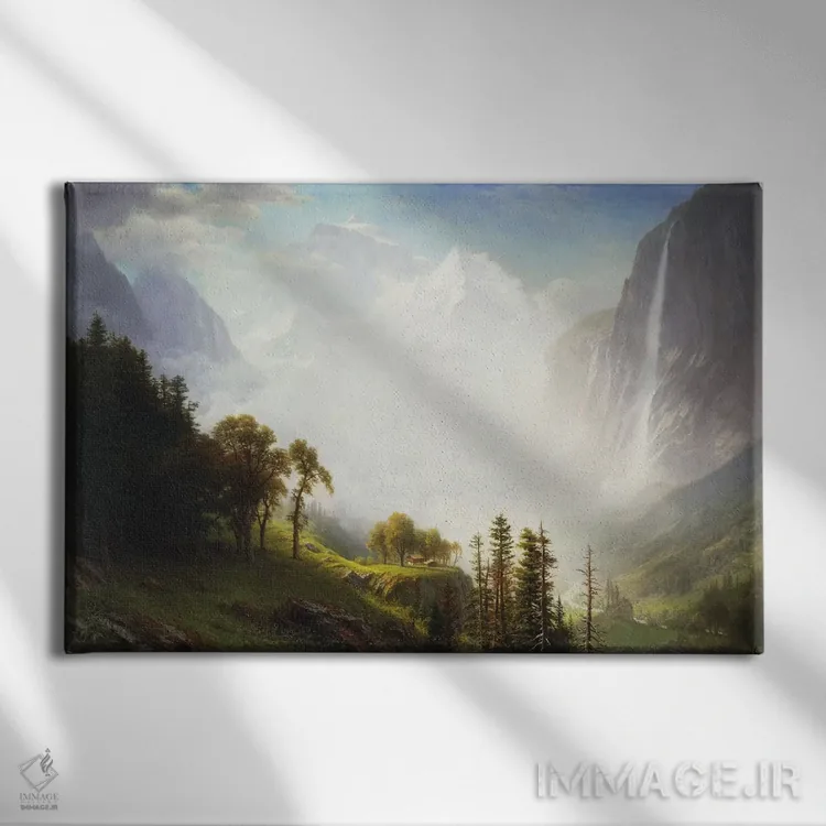 تابلو 1853-57,شکوه کوهها، ۱۸۵۳ تا ۱۸۵۷ اثر آلبرت بیرشتات (نقاش منظره آمریکایی) - نمای روبهرو روی دیوار