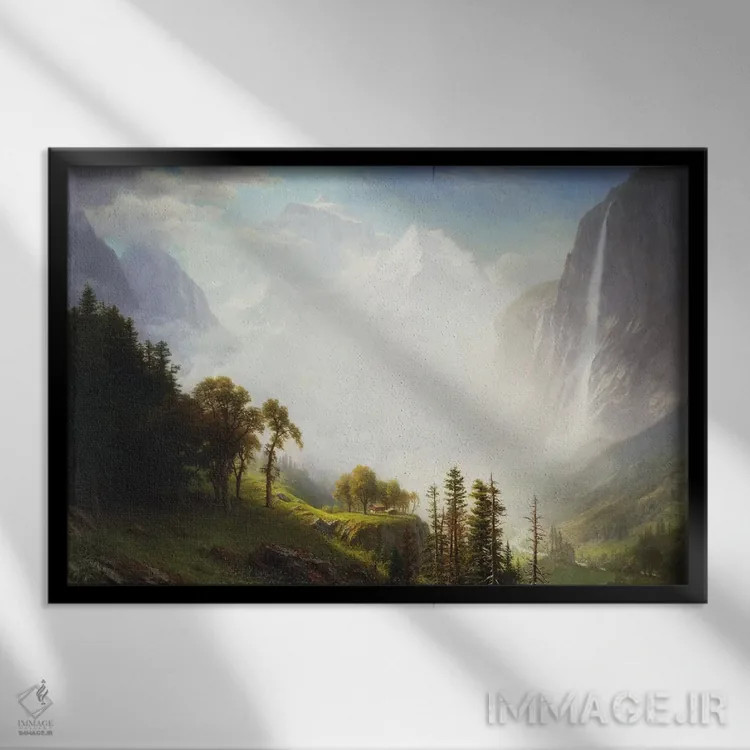 تابلو 1853-57,شکوه کوهها، ۱۸۵۳ تا ۱۸۵۷ اثر آلبرت بیرشتات (نقاش منظره آمریکایی) - نمای قابدار مشکی