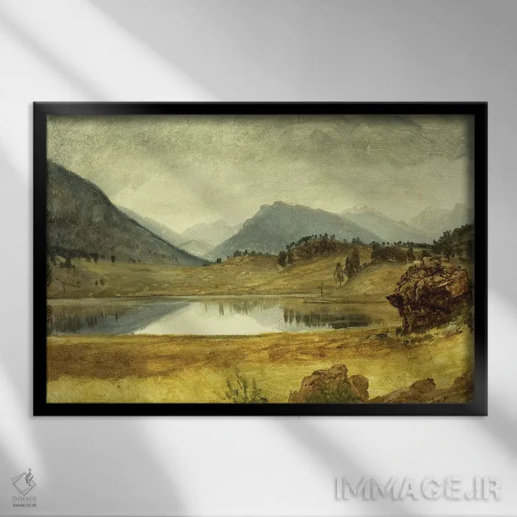 تابلو منطقه رودخانه ویند (ایالات متحده) اثر آلبرت بیرشتات (نقاش منظره آمریکایی) - نمای قابدار مشکی