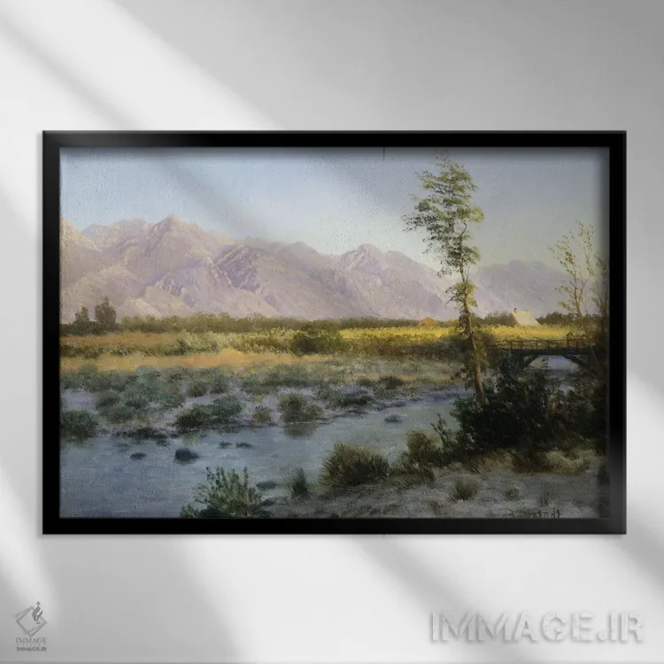 تابلو منظرهٔ دشتی اثر آلبرت بیرشتات (نقاش منظره آمریکایی) - نمای قابدار مشکی