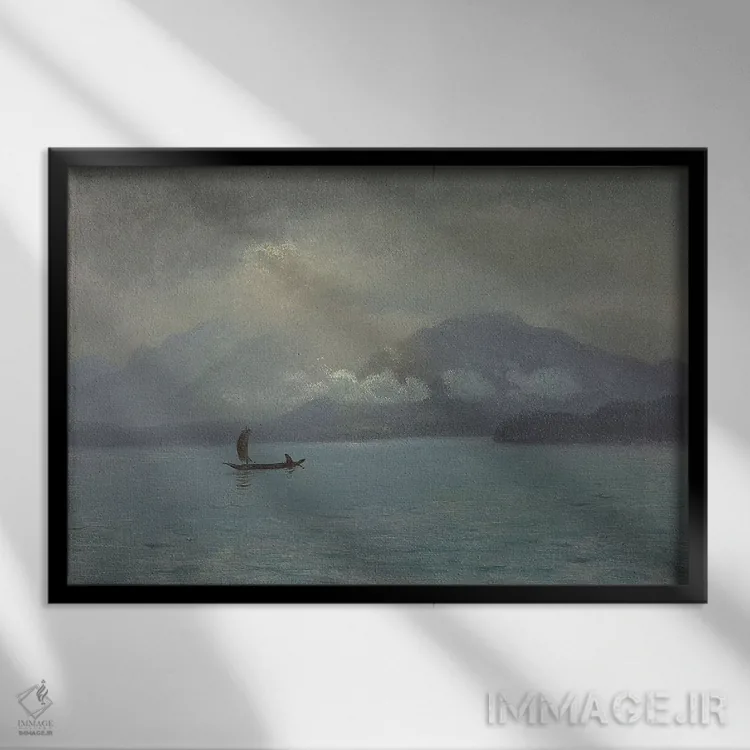 تابلو c.1889,ساحل شمال غربی، حدود ۱۸۸۹ اثر آلبرت بیرشتات (نقاش منظره آمریکایی) - نمای قابدار مشکی