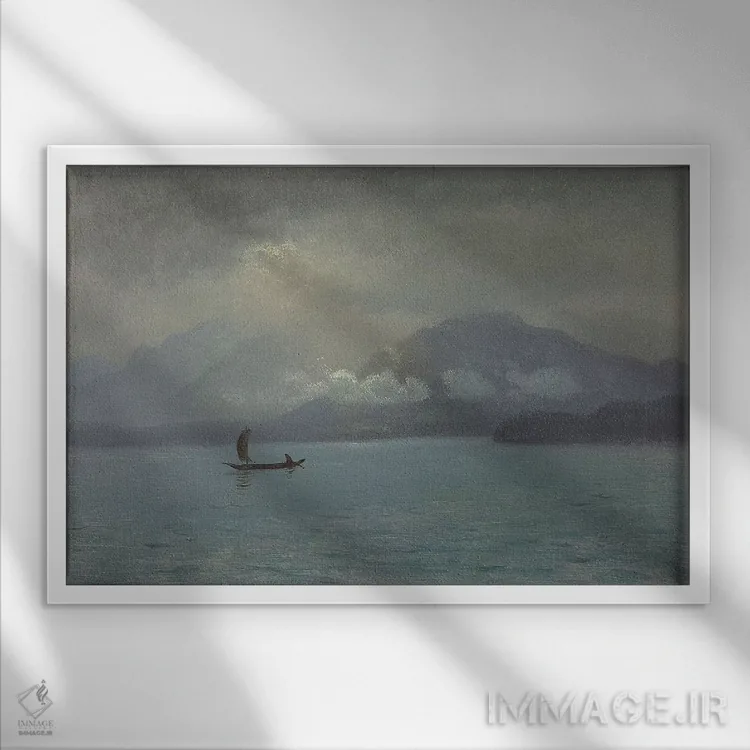 تابلو c.1889,ساحل شمال غربی، حدود ۱۸۸۹ اثر آلبرت بیرشتات (نقاش منظره آمریکایی) - نمای قابدار سفید