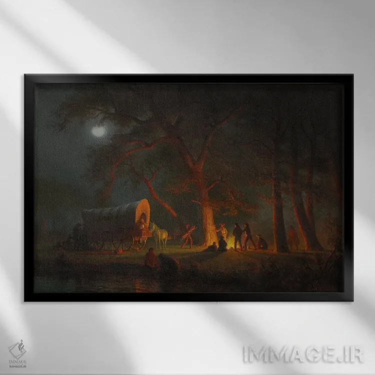 تابلو مسیر اورگان (جاده تاریخی آمریکا) اثر آلبرت بیرشتات (نقاش منظره آمریکایی) - نمای قابدار مشکی