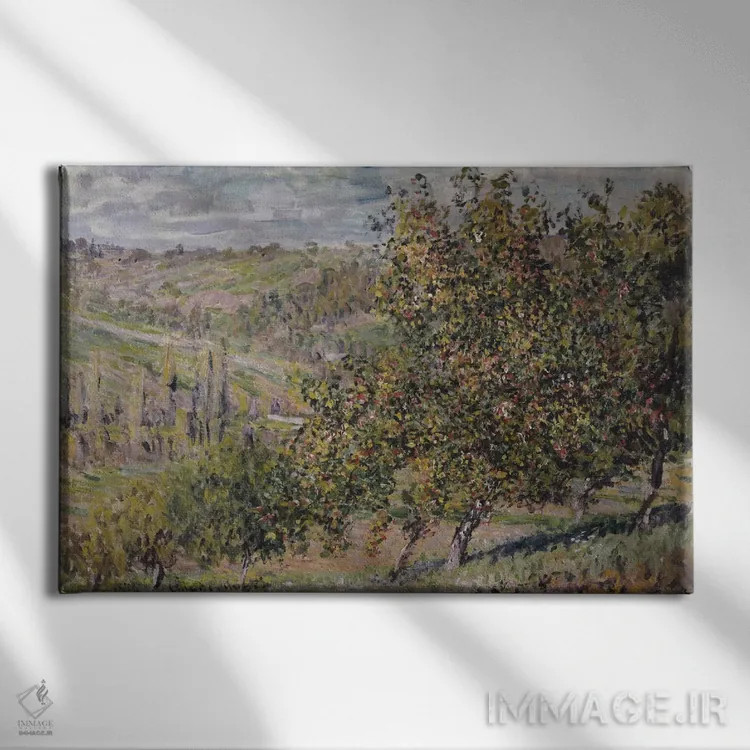 تابلو 1878,شکوفه سیب، ۱۸۷۸ اثر کلود مونه (نقاش معروف فرانسوی) - نمای روبهرو روی دیوار