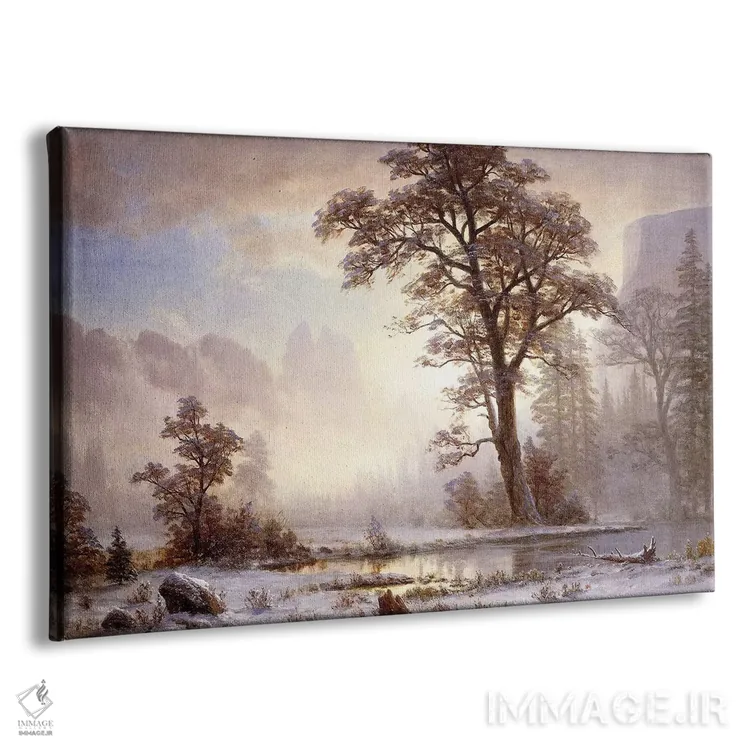 تابلو دره یوسمیت - بارش برف اثر آلبرت بیرشتات (نقاش منظره آمریکایی) - نمای پرسپکتیو محصول