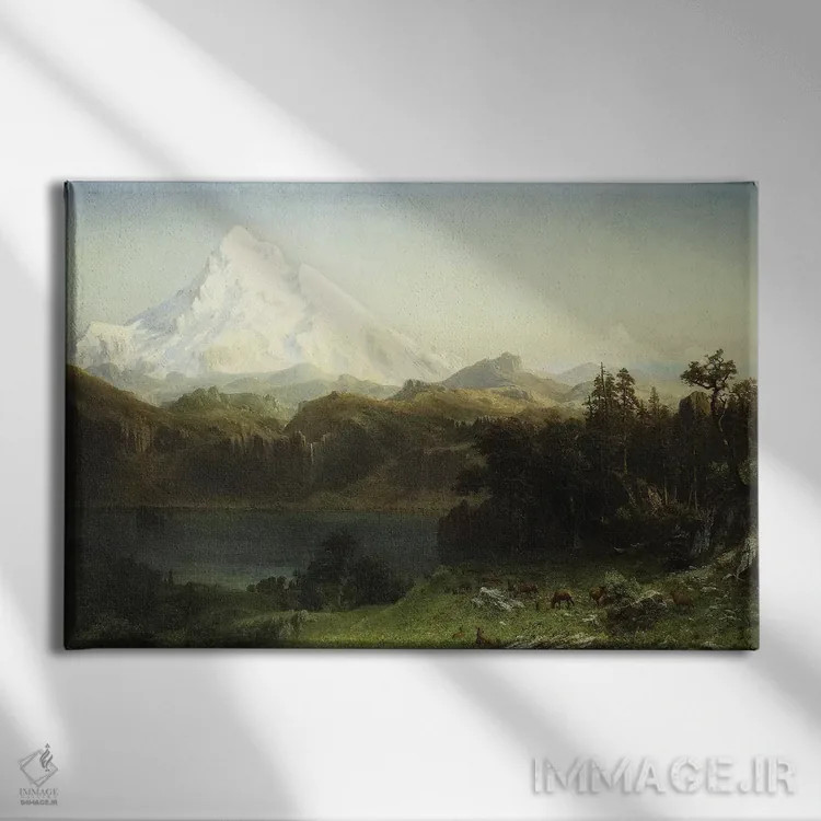 تابلو کوه هود در اورگان اثر آلبرت بیرشتات (نقاش منظره آمریکایی) - نمای روبهرو روی دیوار