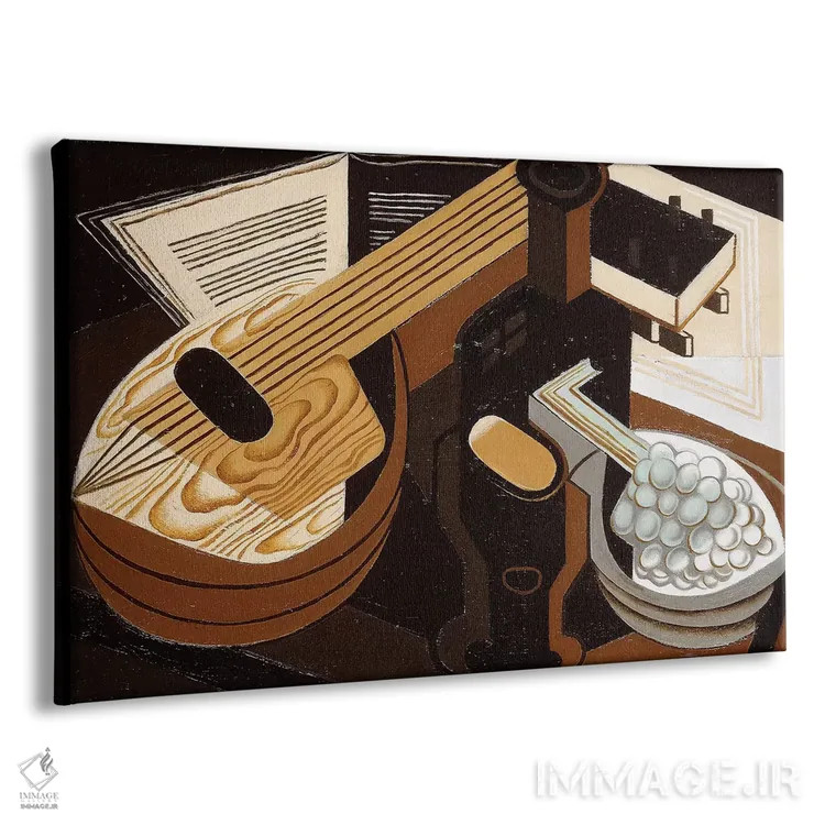 تابلو 1921،ماندولین، ۱۹۲۱ اثر خوان گрис (نقاش کوبیست اسپانیایی) - نمای پرسپکتیو محصول