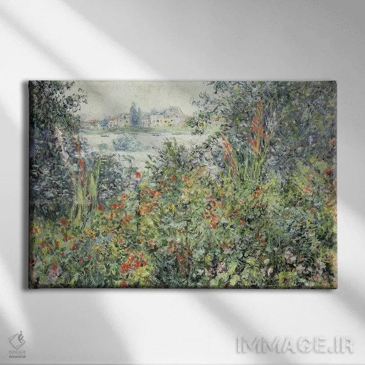 تابلو 1881,گلها در وتهیوئی، ۱۸۸۱ اثر کلود مونه (نقاش معروف فرانسوی) - نمای روبهرو روی دیوار