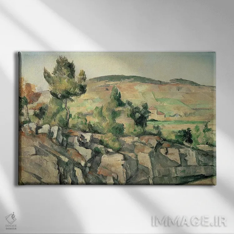 تابلو c.1886-90,سراشیبی تپه در پروانس، حدود ۱۸۸۶–۱۸۹۰ اثر پل سزان - نمای روبهرو روی دیوار