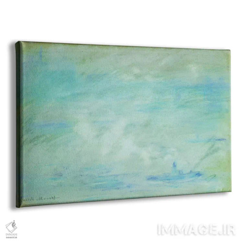تابلو haze effect; Bateau sur la Tamise, effet de brume, 1901,قایق روی رودخانه تیمز، اثر مه، ۱۹۰۱ اثر کلود مونه (نقاش معروف فرانسوی) - نمای پرسپکتیو محصول