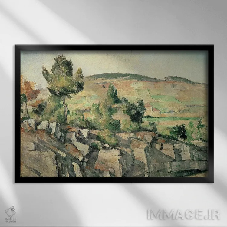 تابلو c.1886-90,سراشیبی تپه در پروانس، حدود ۱۸۸۶–۱۸۹۰ اثر پل سزان - نمای قابدار مشکی