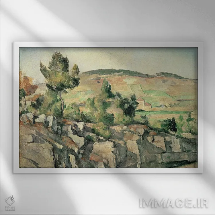 تابلو c.1886-90,سراشیبی تپه در پروانس، حدود ۱۸۸۶–۱۸۹۰ اثر پل سزان - نمای قابدار سفید