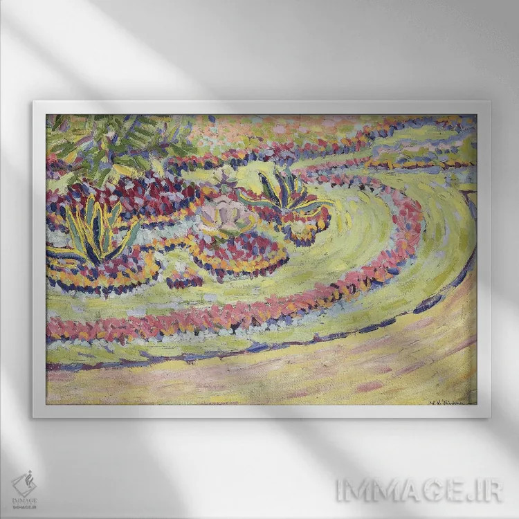 تابلو 1906,قطعههای گل، ۱۹۰۶ (واژه آلمانی) اثر ارنست لودویگ کیرشنر (نقاش اکسپرسیونیست آلمانی) - نمای قابدار سفید