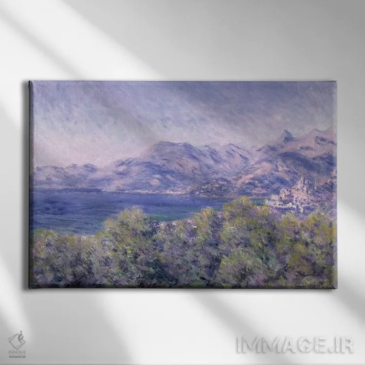 تابلو 1884,نمایی از ونتیمیلیا، ۱۸۸۴ (ایتالیا) اثر کلود مونه (نقاش معروف فرانسوی) - نمای روبهرو روی دیوار