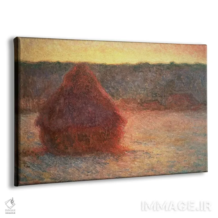 تابلو Frosty Weather, 1891,خرمنها در غروب، هوای سرد، ۱۸۹۱ اثر کلود مونه (نقاش معروف فرانسوی) - نمای پرسپکتیو محصول