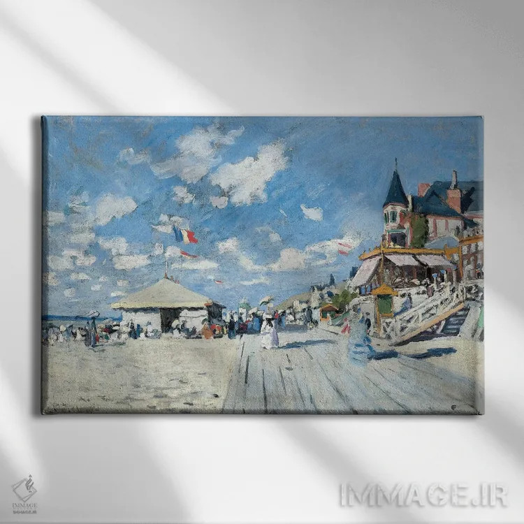 تابلو 1870,در ساحل تروویل، ۱۸۷۰ اثر کلود مونه (نقاش معروف فرانسوی) - نمای روبهرو روی دیوار