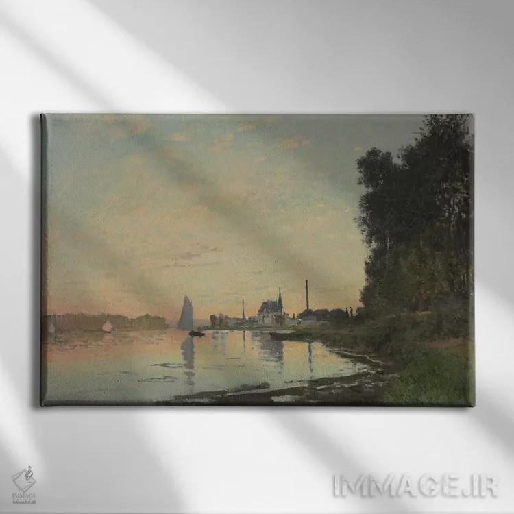 تابلو Argenteuil, 1872,پایان بعدازظهر، آرژانتوی، ۱۸۷۲ اثر کلود مونه (نقاش معروف فرانسوی) - نمای روبهرو روی دیوار