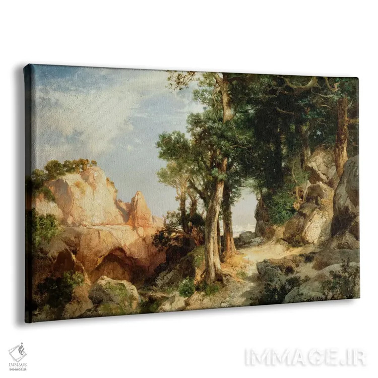 تابلو در مسیر تمشک اثر توماس موران (نقاش منظره آمریکایی) - نمای پرسپکتیو محصول