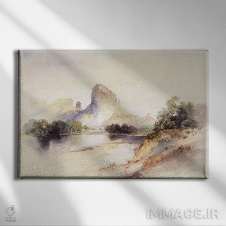 تابلو Green River, Wyoming, 1894,کستل بیوت، گرین ریور، وایومینگ، ۱۸۹۴ اثر توماس موران (نقاش منظره آمریکایی) - نمای روبهرو روی دیوار